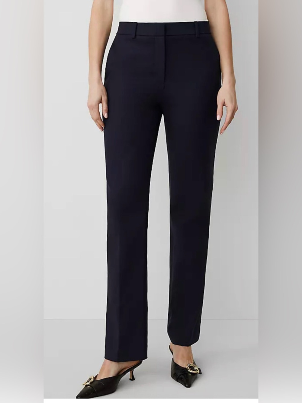 NEW ANN TAYLOR NIGHT SKY STRETCH COTTON CURVY FIT TROUSER PANTS SZ 14